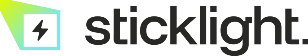 Sticklight discount code and AI app builder logo